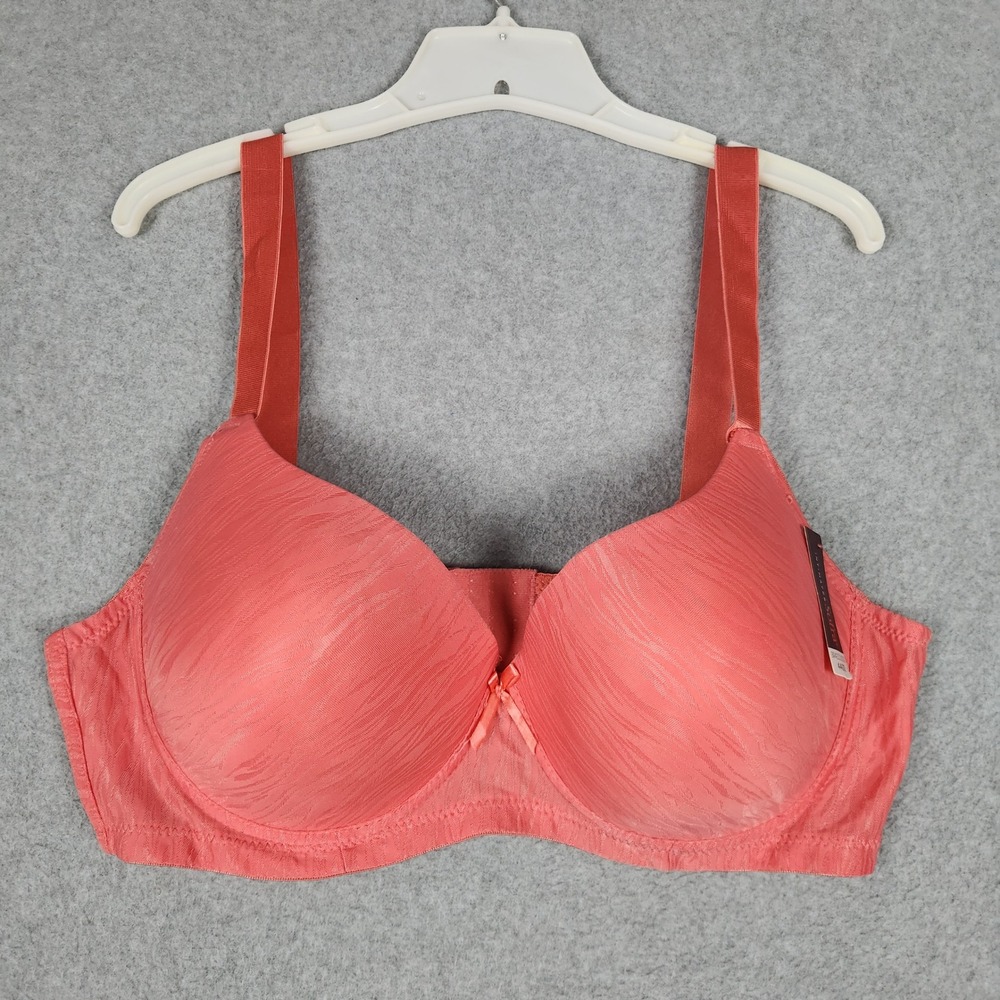 Sofra Intimates Push Up Bra Womens 44DD Coral Jacquard Padded Adjustable Strap